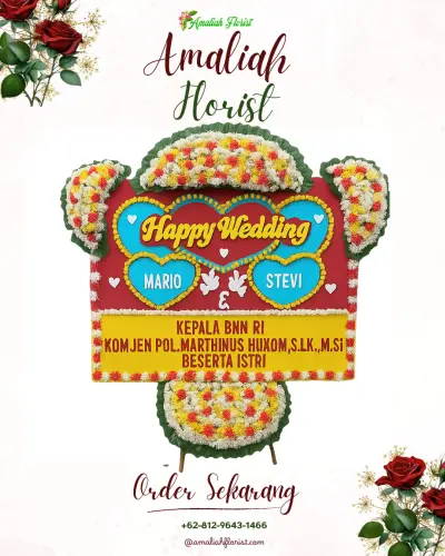 Karangan Papan Bunga Pernikahan di Dwi Kora